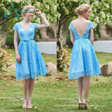 Knee Length Lace Sashes Bow Backless Plus Size Bridesmaid Dresses